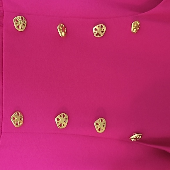 Theo Miles Midi Dress Sz 2 Retro Fushia Vintage 90s - Picture 3 of 11